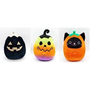 Squishmallows Calio Black Cat, Johan Jack O Lantern & Paige the Pumpkin 8"